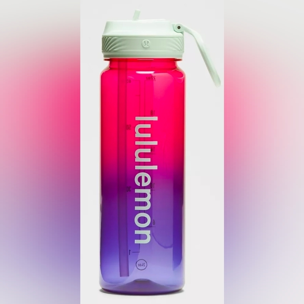 Lululemon Back To Life Clear Bottle 24oz With Straw/Lid. New.
